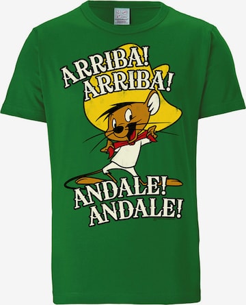 LOGOSHIRT Shirt 'Looney Tunes - Speedy Gonzales' in Groen: voorkant