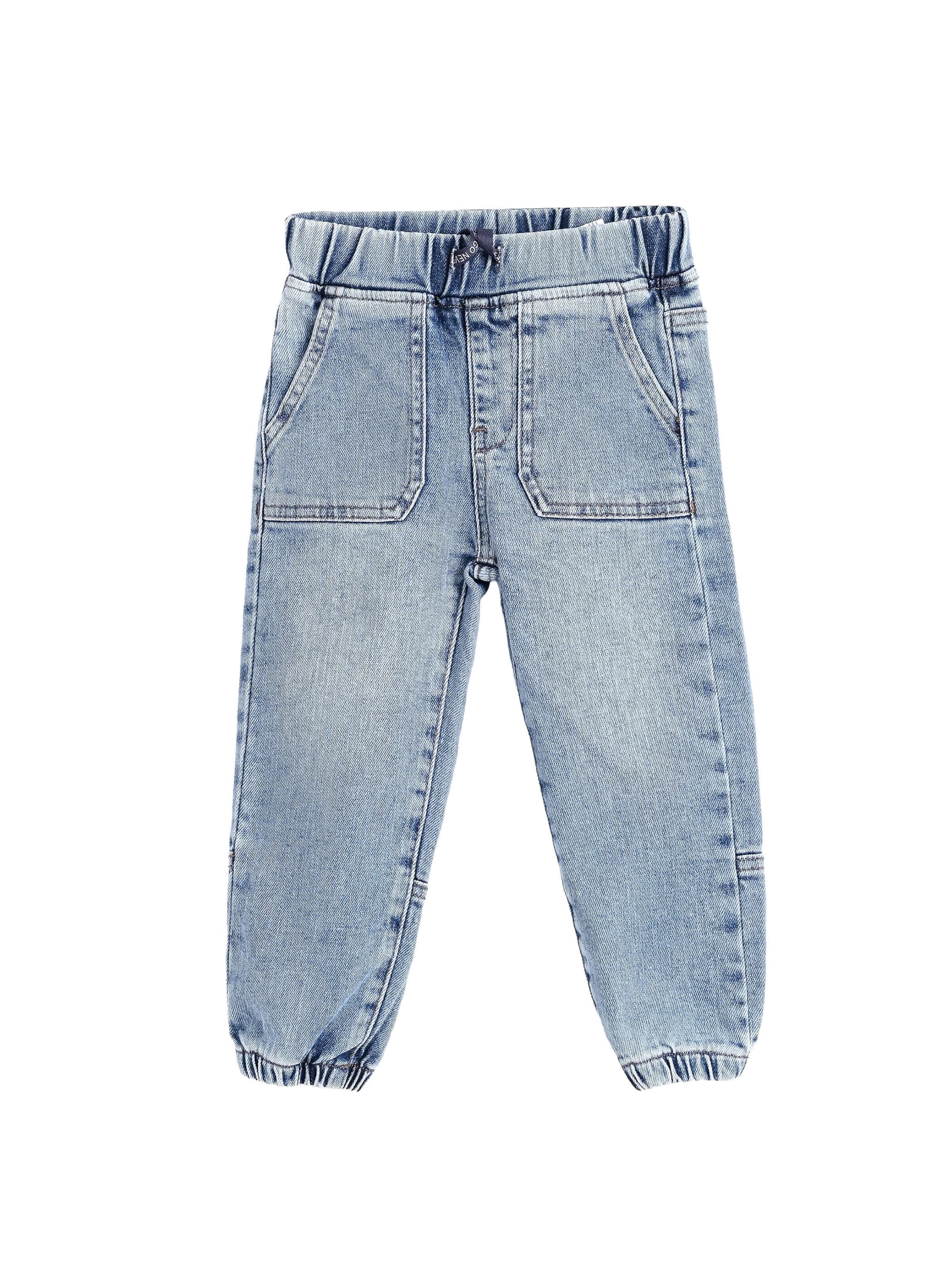 Solang Regular Hose Denim-Jogger Stretch Jeans Unisex in Blau: Vorderseite