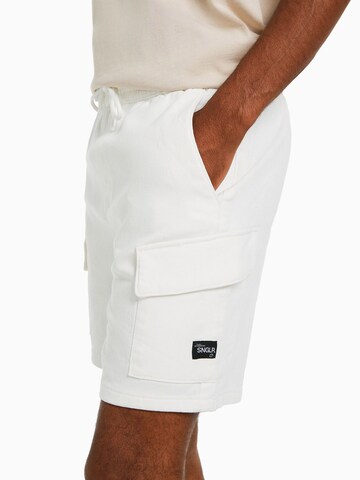 Bershka Regular Cargo Pants in White