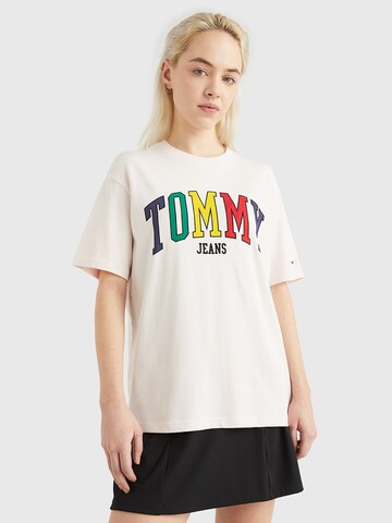 T-shirt Tommy Jeans en rose : devant