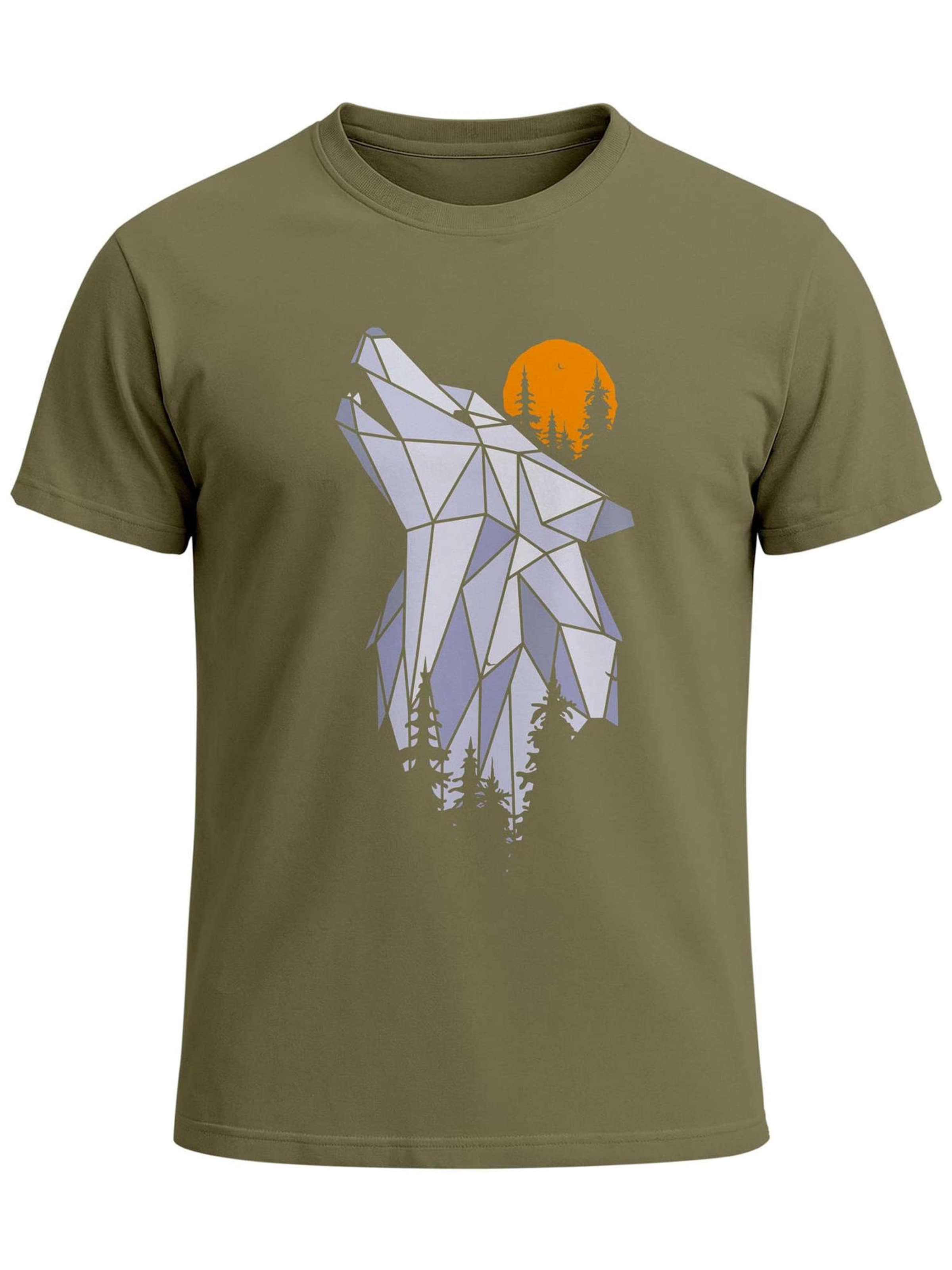 Neverless Shirt 'Polygon Wolf' in Green: front