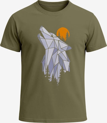 Neverless Shirt 'Polygon Wolf' in Green: front