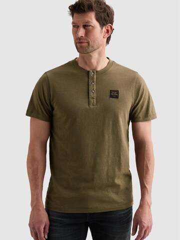 PME Legend Regular fit Overhemd 'Henley T-shirt with badge' in Groen: voorkant