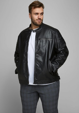 Veste mi-saison 'Rocky' Jack & Jones Plus en noir : devant