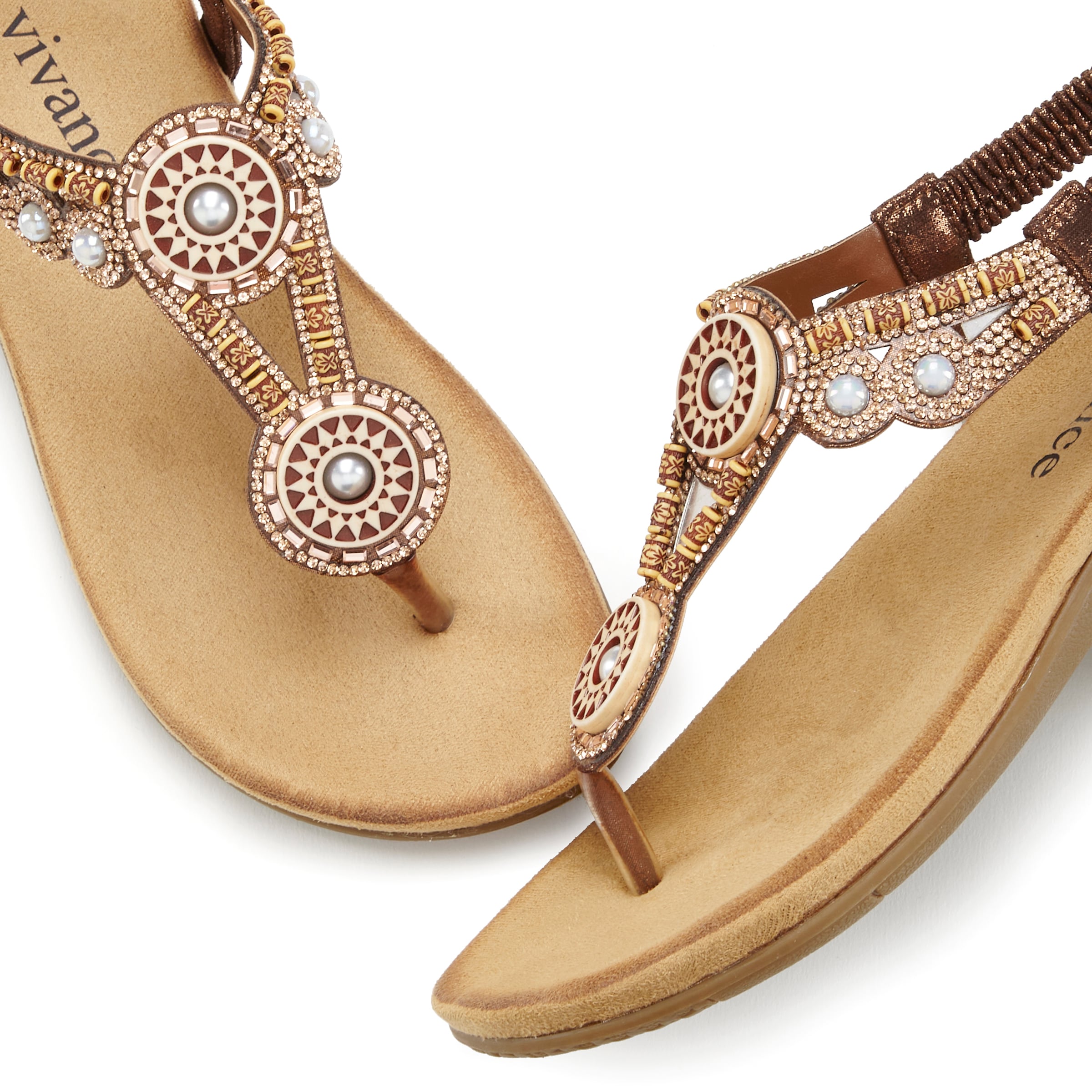 VIVANCE Ujjelválasztó-pántos szandál - barna