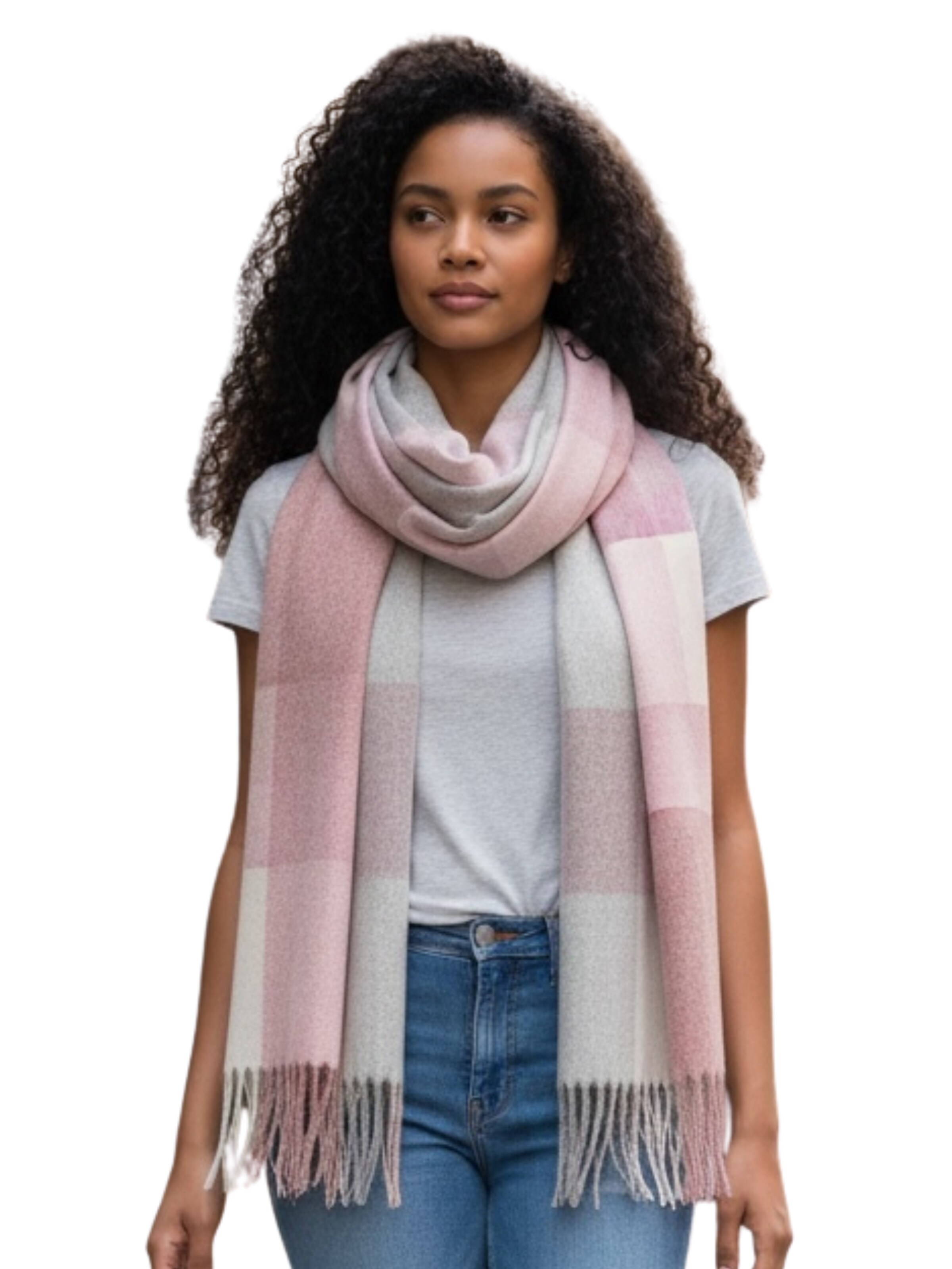 Kumixi Scarf 'Fransen' in Pink: front