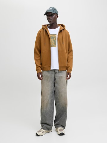 JACK & JONES Sweat jacket 'JJBradley' in Brown