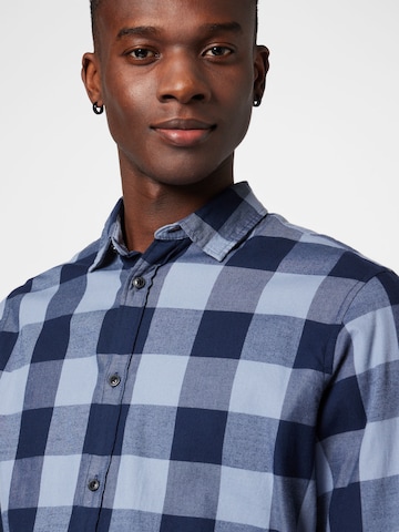 JACK & JONES Slim fit Overhemd 'Gingham' in Blauw