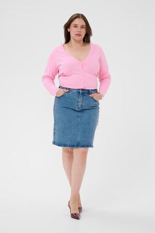 KAFFE CURVE Gebreid vest 'KCfarsia' in Roze