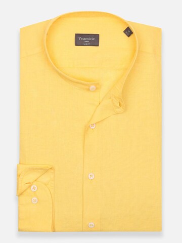 Slim fit Camicia business 'Caravaggio Linen Man Shirt Green' di 7Camicie in giallo