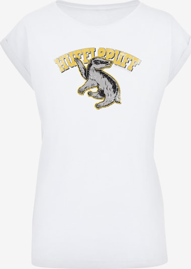 F4NT4STIC Shirt 'Harry Potter Hufflepuff Sport Emblem' in limone / rauchgrau / schwarz / weiß, Produktansicht