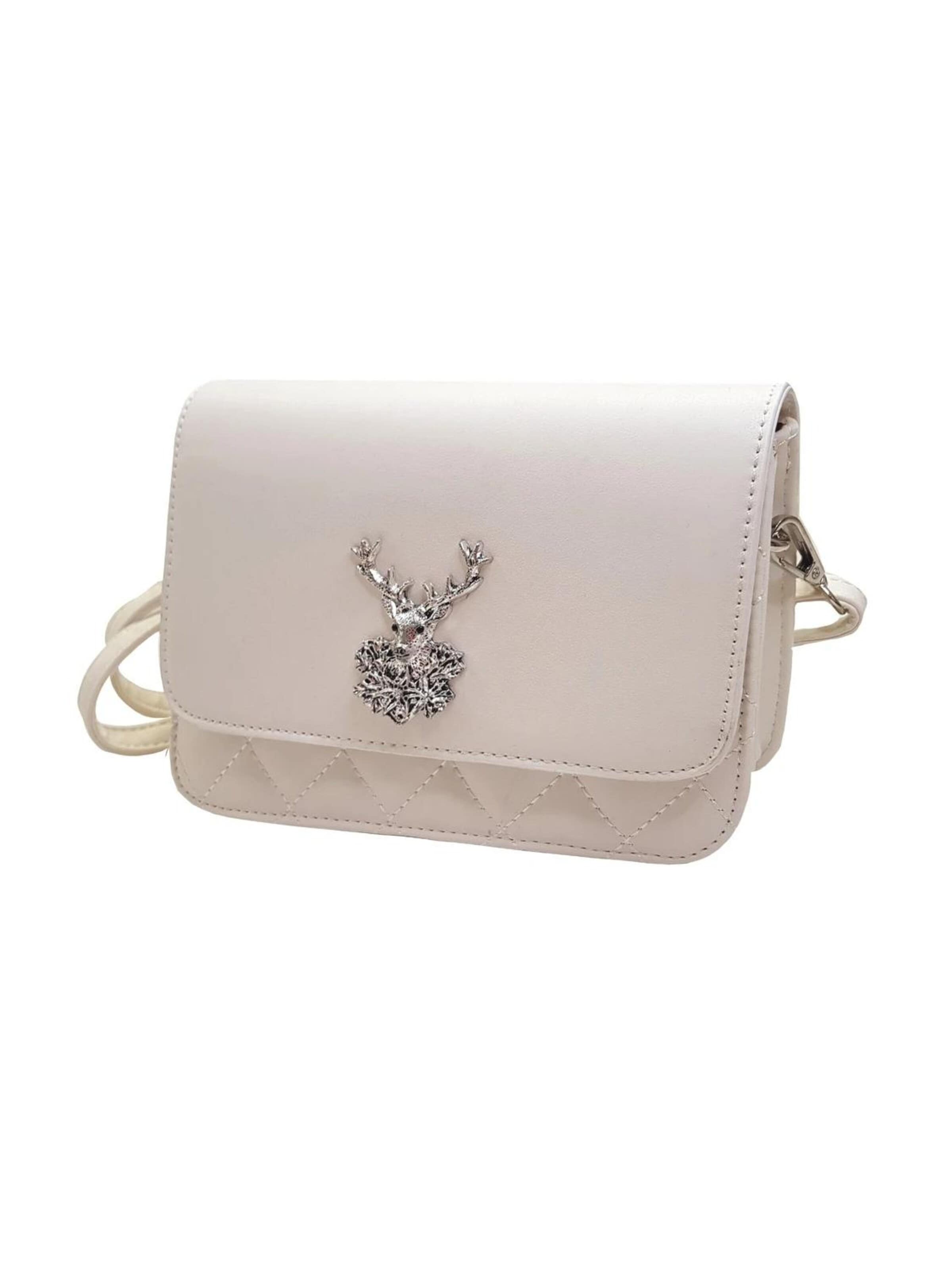 Moschen Bayern Crossbody Bag 'Trachtentasche - Dirndltasche Hirscherl' in Beige: front