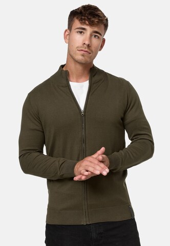 INDICODE JEANS Knit cardigan ' Lau ' in Green: front