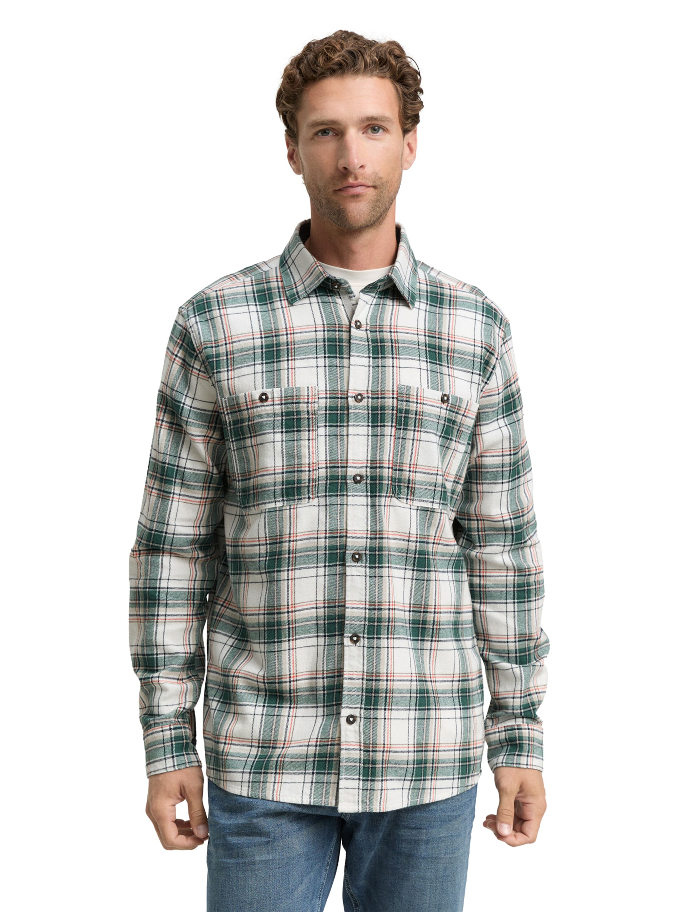 TOM TAILOR Классический крой Рубашка в Зеленый: спереди