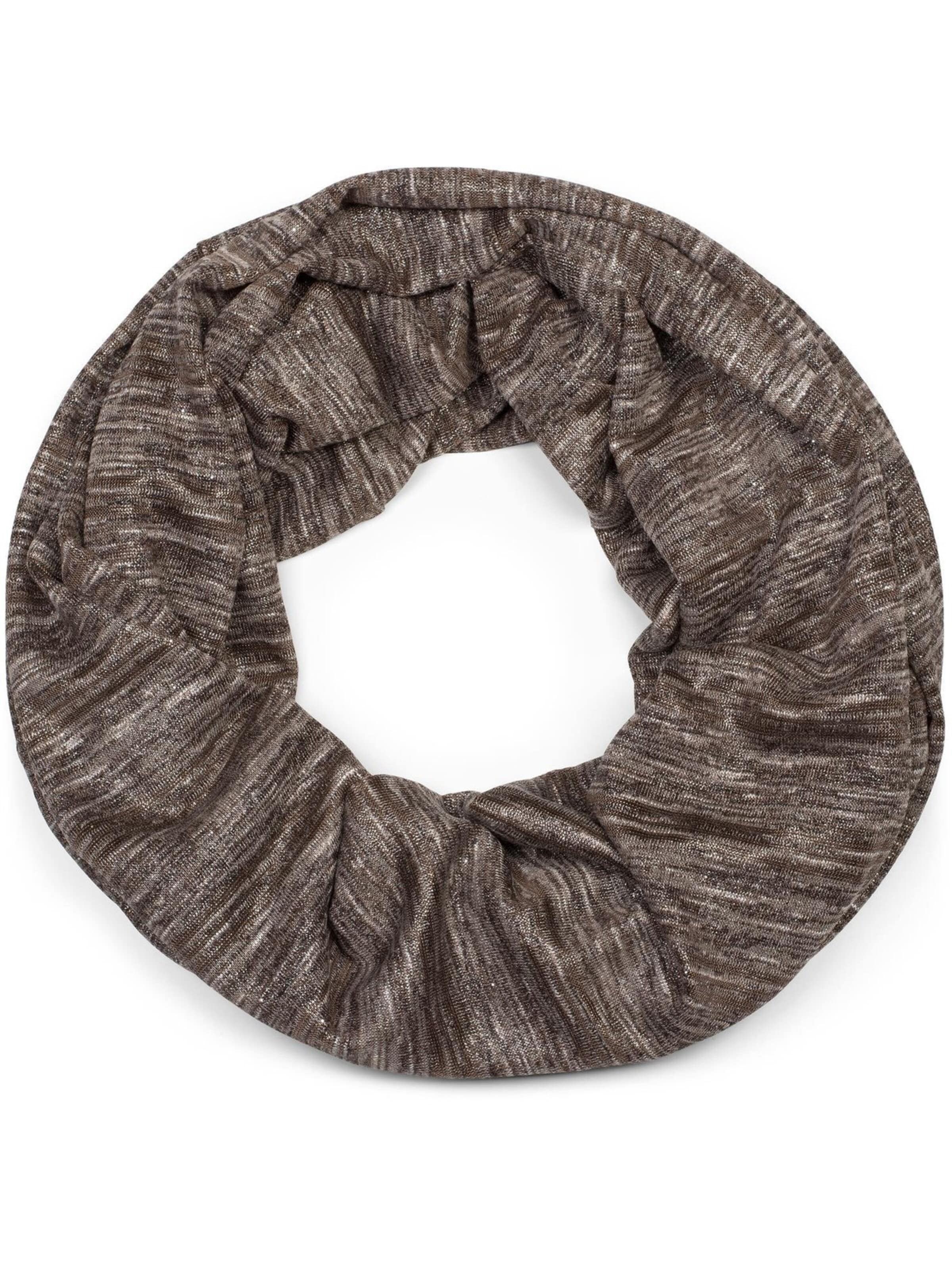 styleBREAKER Schlauchschal 'Loop Schal mit Glitzerfaden und kleinen Pailletten'‌‌‌ in Braun: Vorderseite