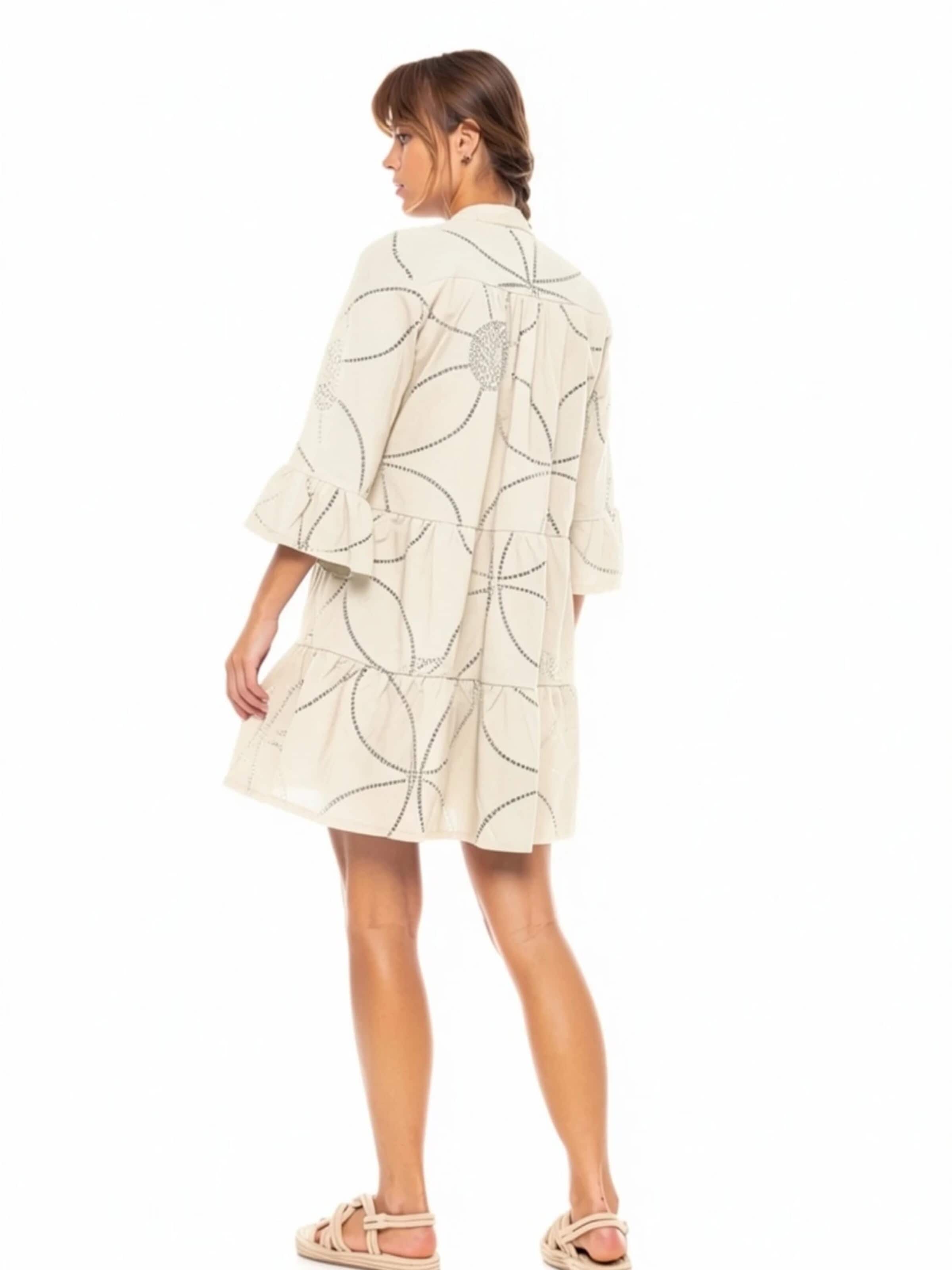 Pink Label - Vestido de verão 'BEACHWEAR MOON EMBRODERY' em branco