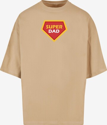 Merchcode T-Shirt 'Fathers Day - Super Dad' in Beige: predná strana