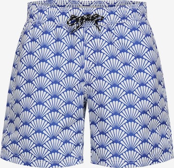 BLEND - Calções de banho ' BHRadcliff Retro ' em azul: frente