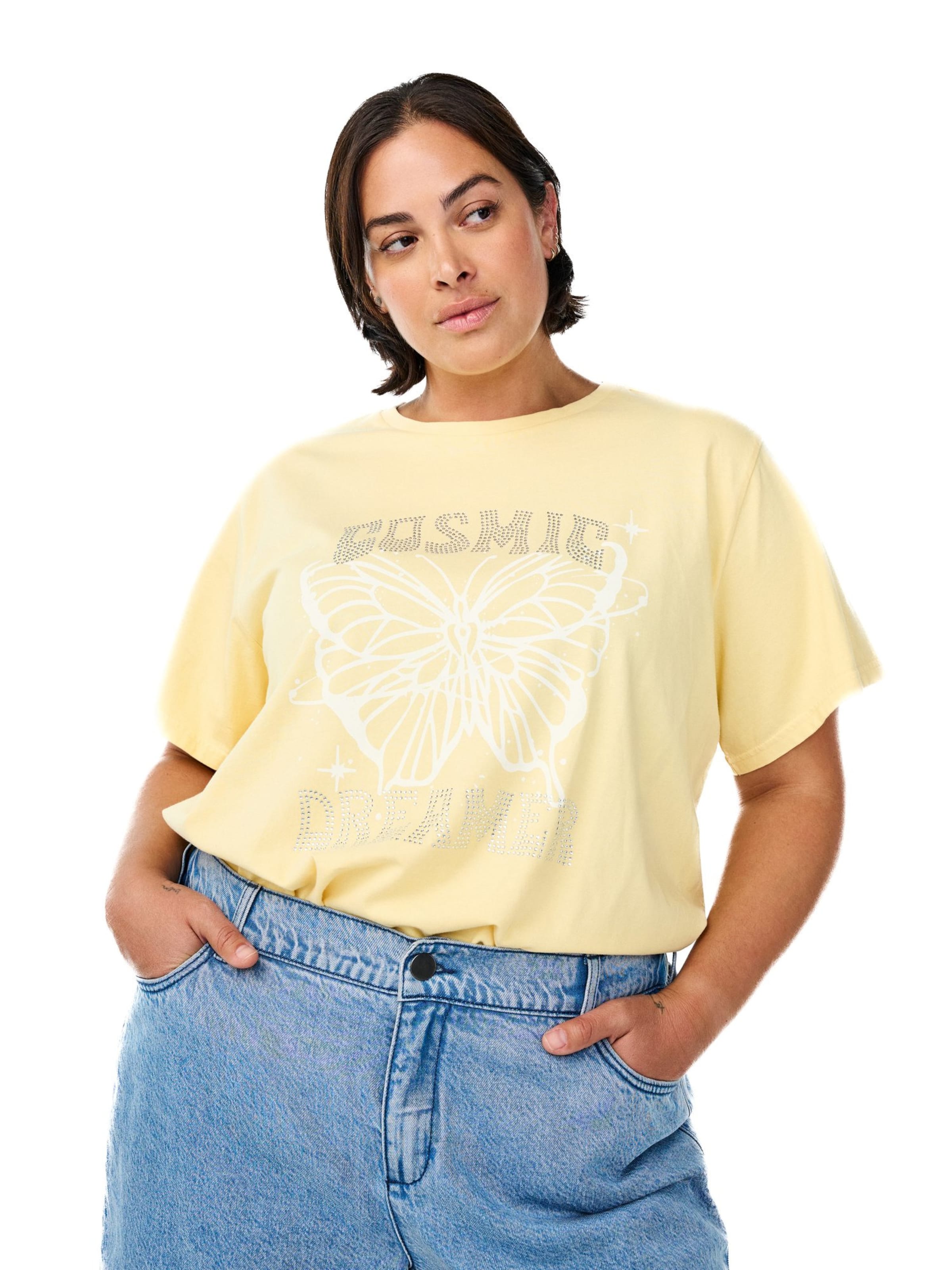 Zizzi Shirt 'EVIBA' in Gelb: Vorderseite