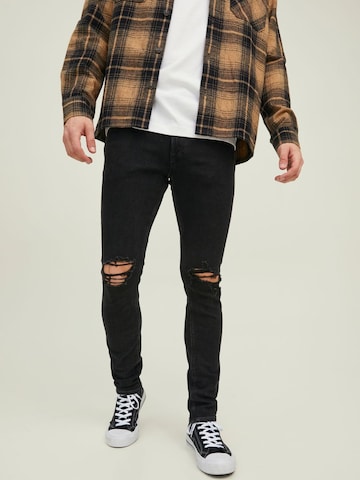 JACK & JONES Скинни Джинсы 'Liam' в Черный: спереди