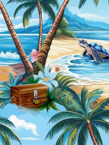 Hawaiihemdshop.de Regular fit Overhemd 'Hawaiihemd "Turtle Island"' in Blauw