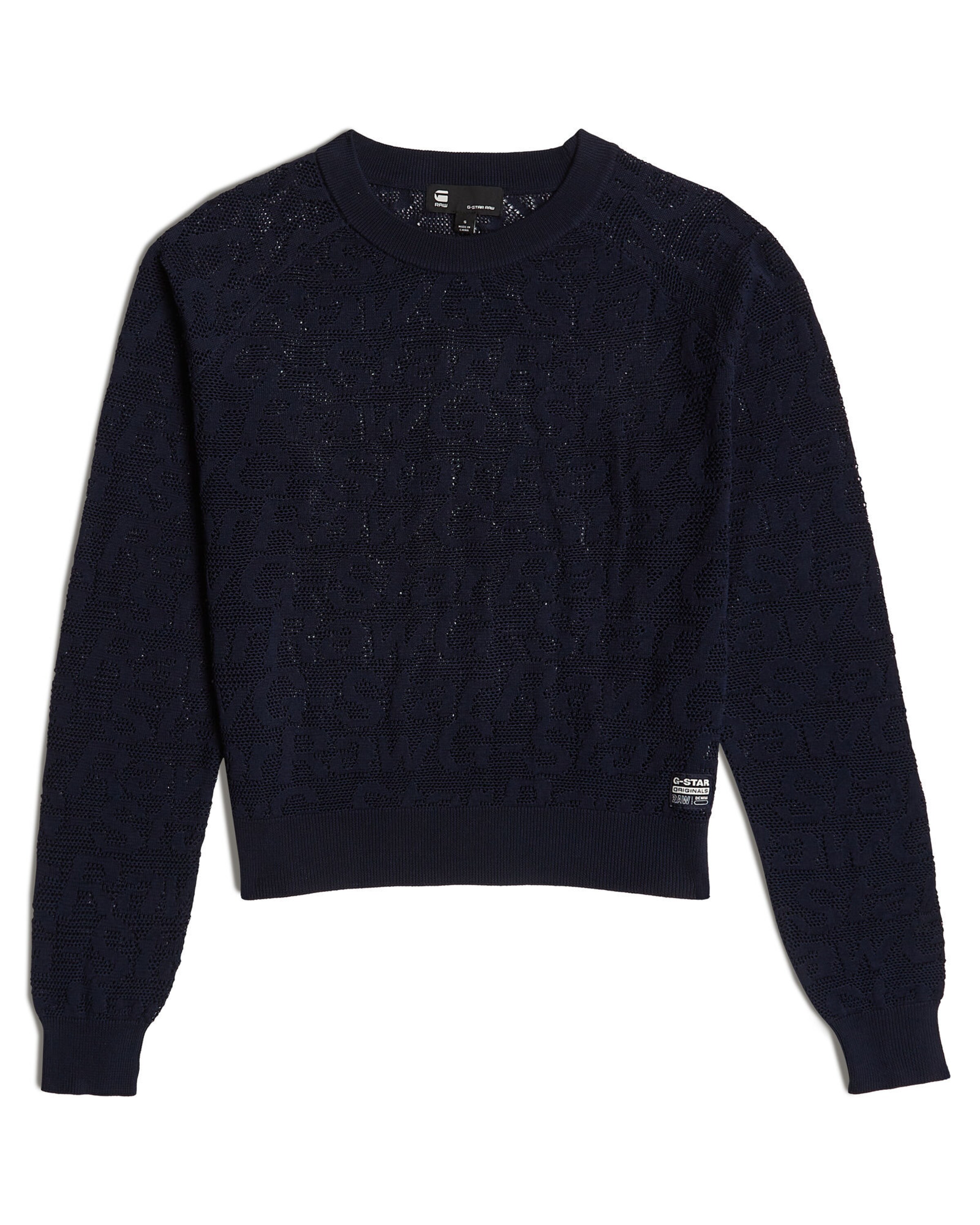 Pull-over 'Pointelle' G-STAR en noir : devant