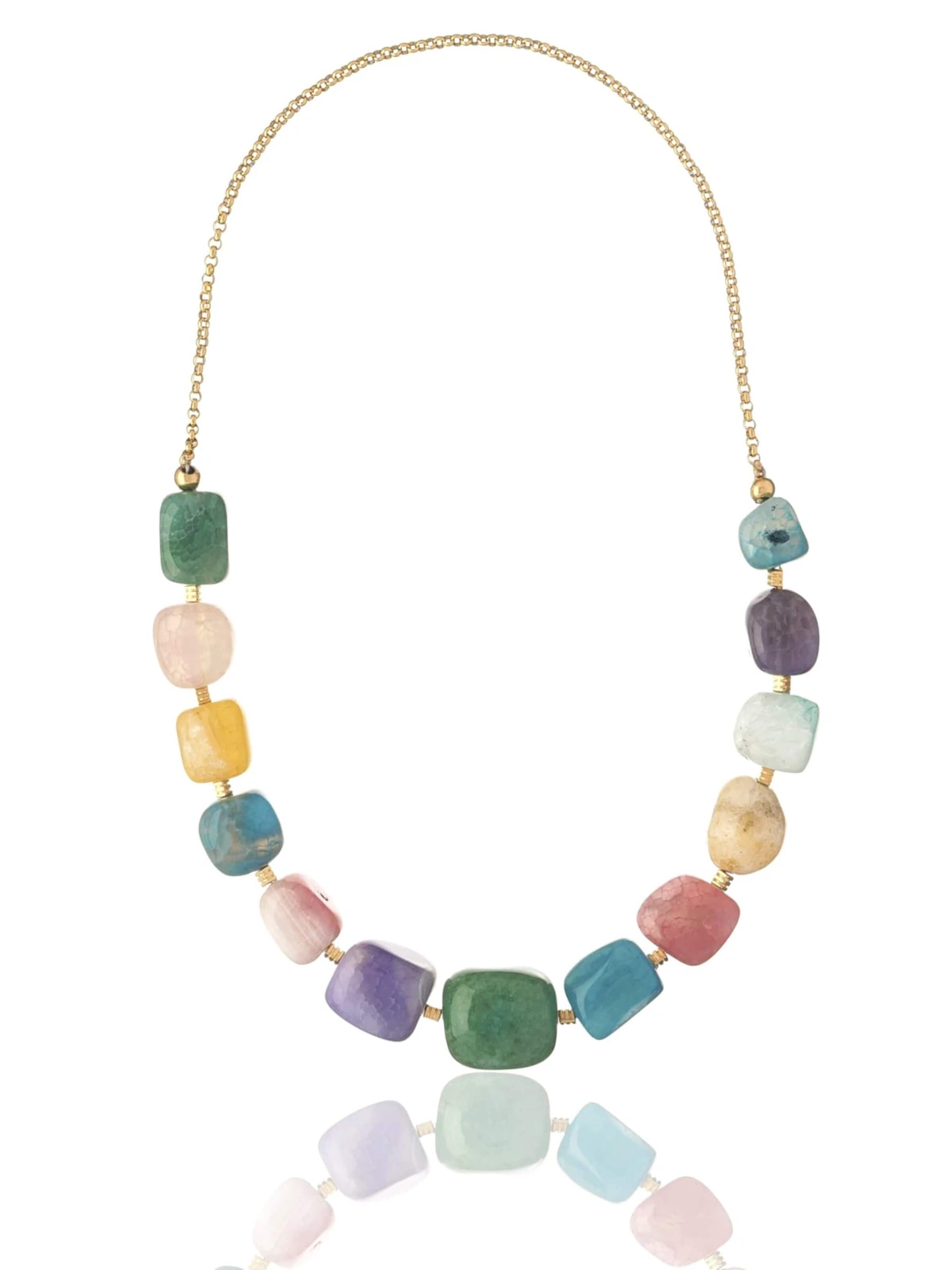 THE GEM STORIES JEWELRY - Cadena 'Colorful Agate Necklace' en Mezcla de colores: frente