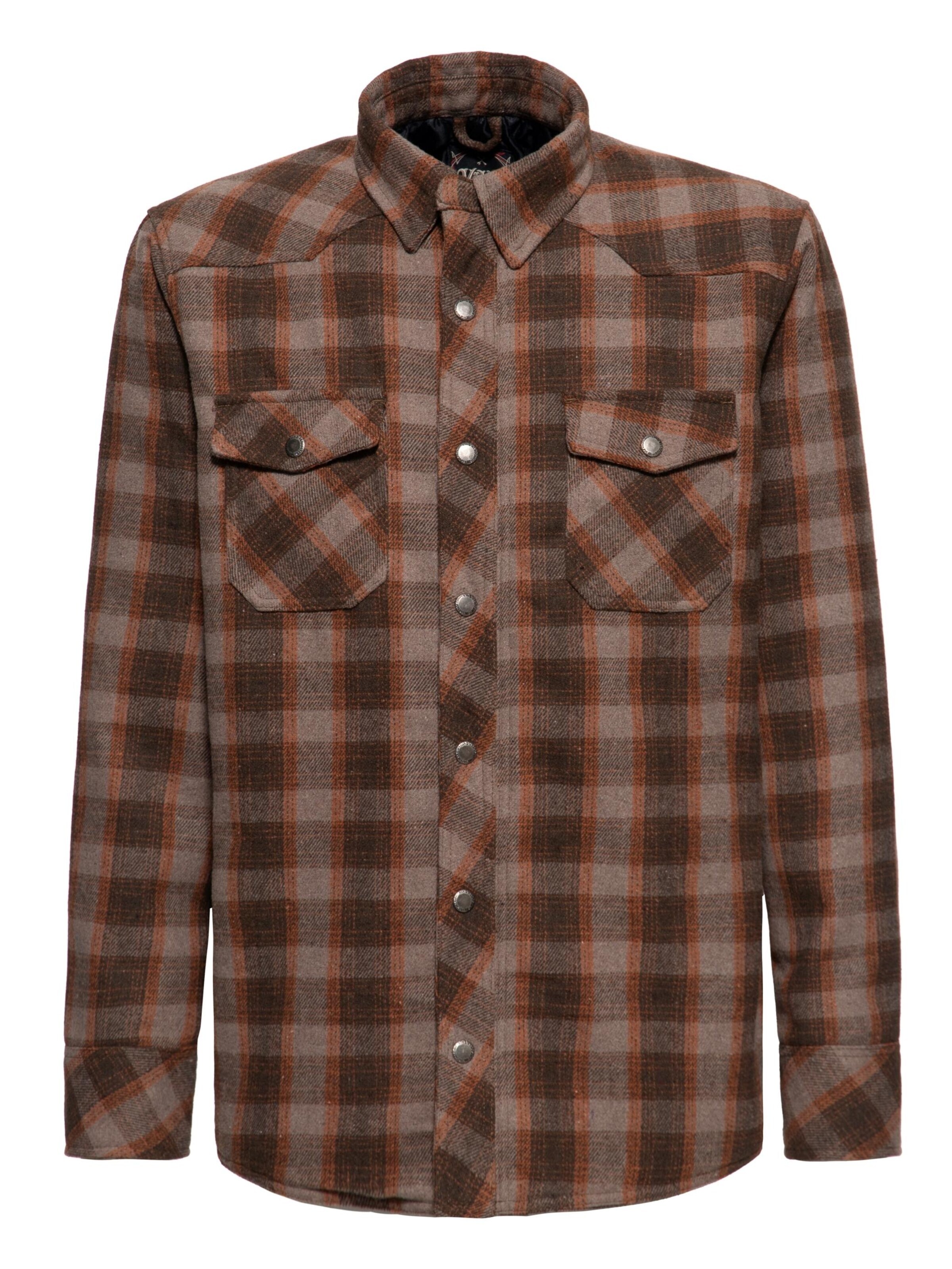King Kerosin Regular fit Button Up Shirt in Brown: front