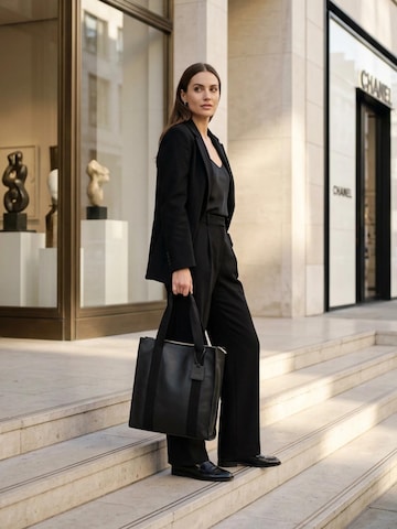 THE DUST COMPANY Nákupní taška 'Leather Tote Black Manhattan Collection' – černá