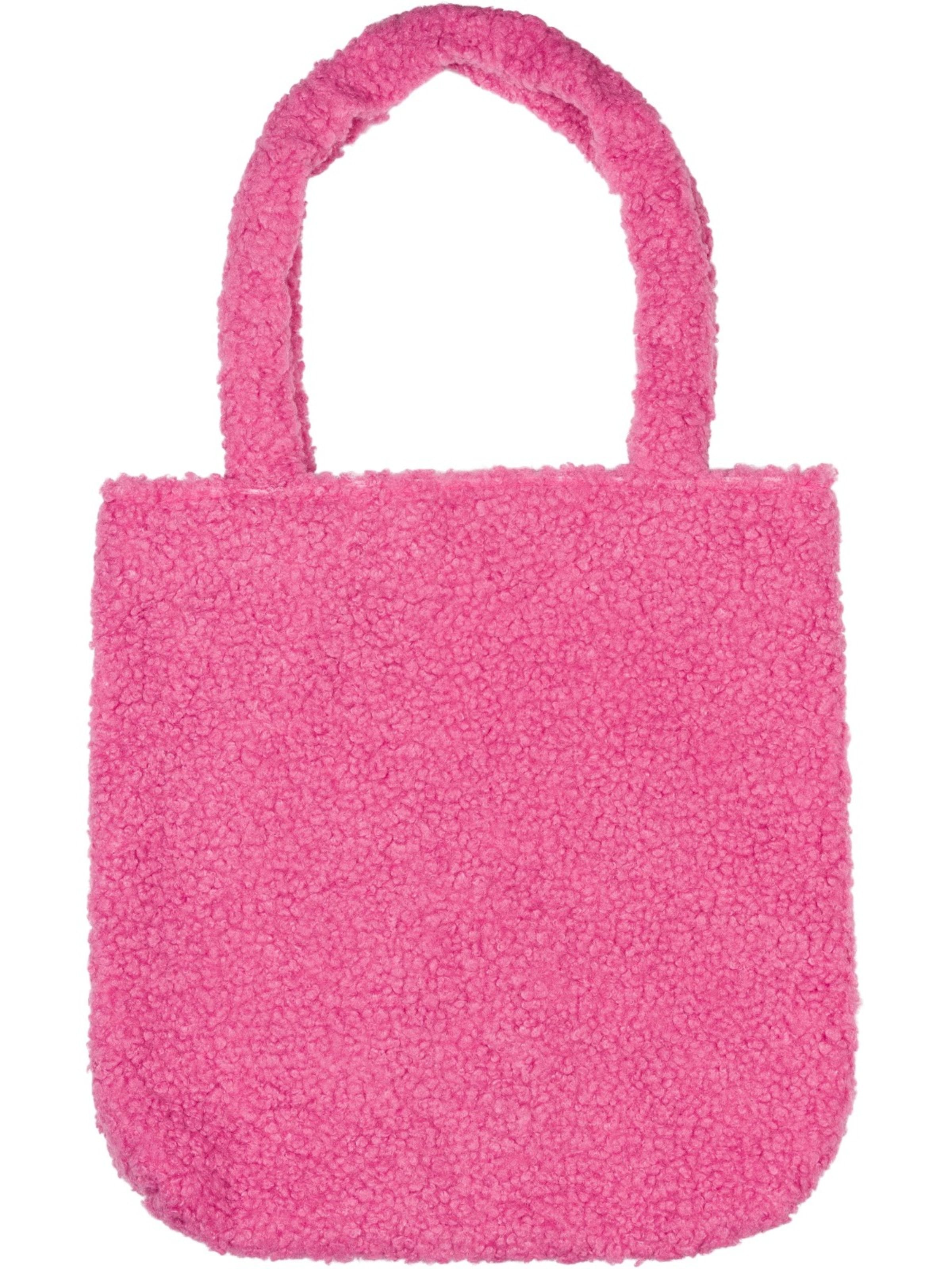styleBREAKER Shoulder Bag 'Teddyfell Beuteltasche' in Pink: front