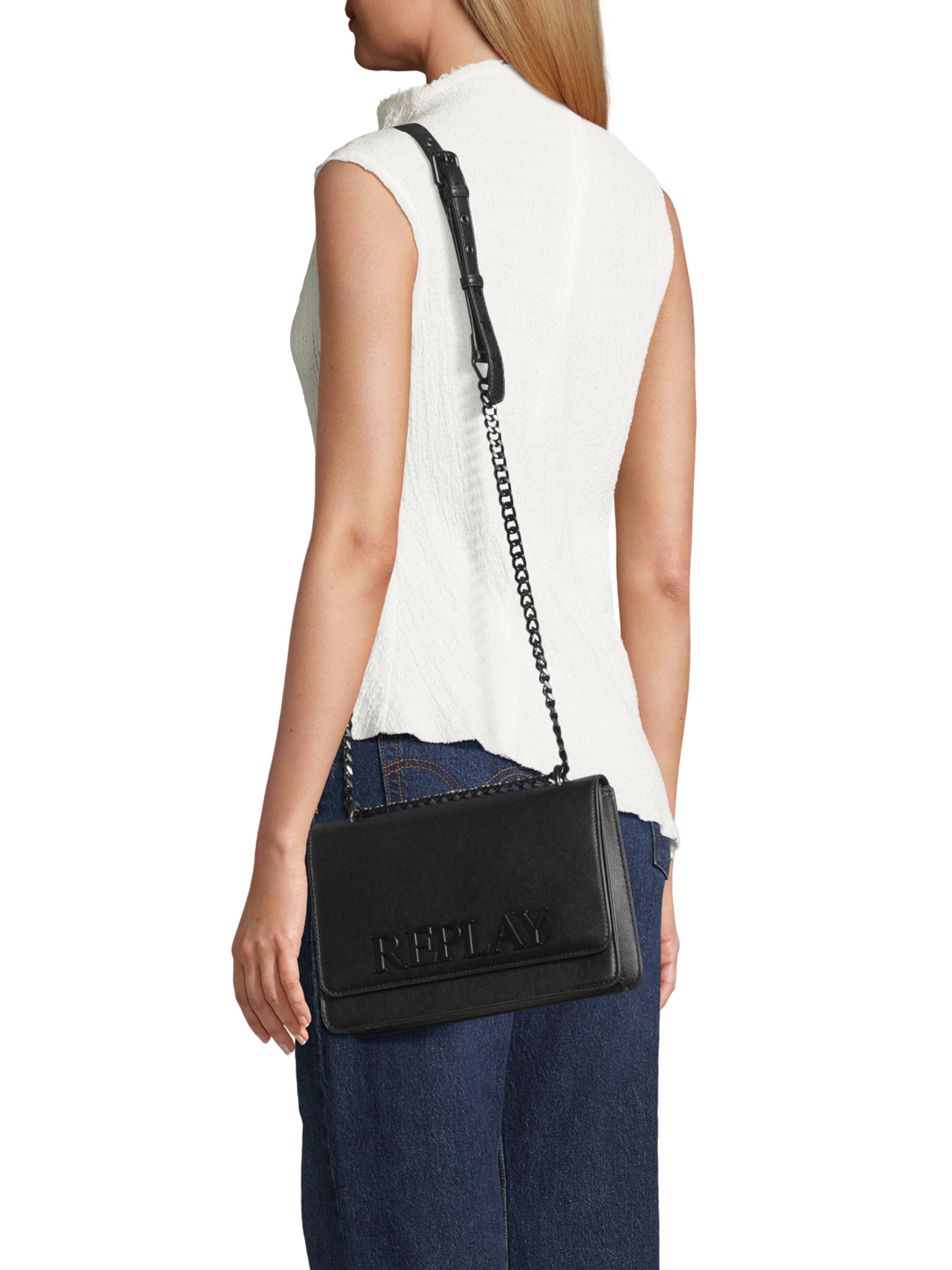 REPLAY Crossbody Bag in Grey: front