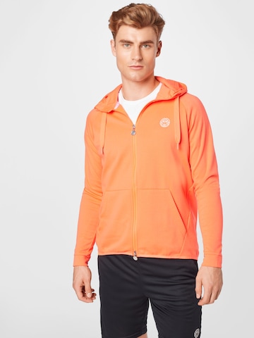 BIDI BADU Athletic Zip-Up Hoodie in Orange: front