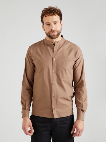 ABOUT YOU x Kevin Trapp Regular fit Button Up Shirt 'Finn' in Brown: front