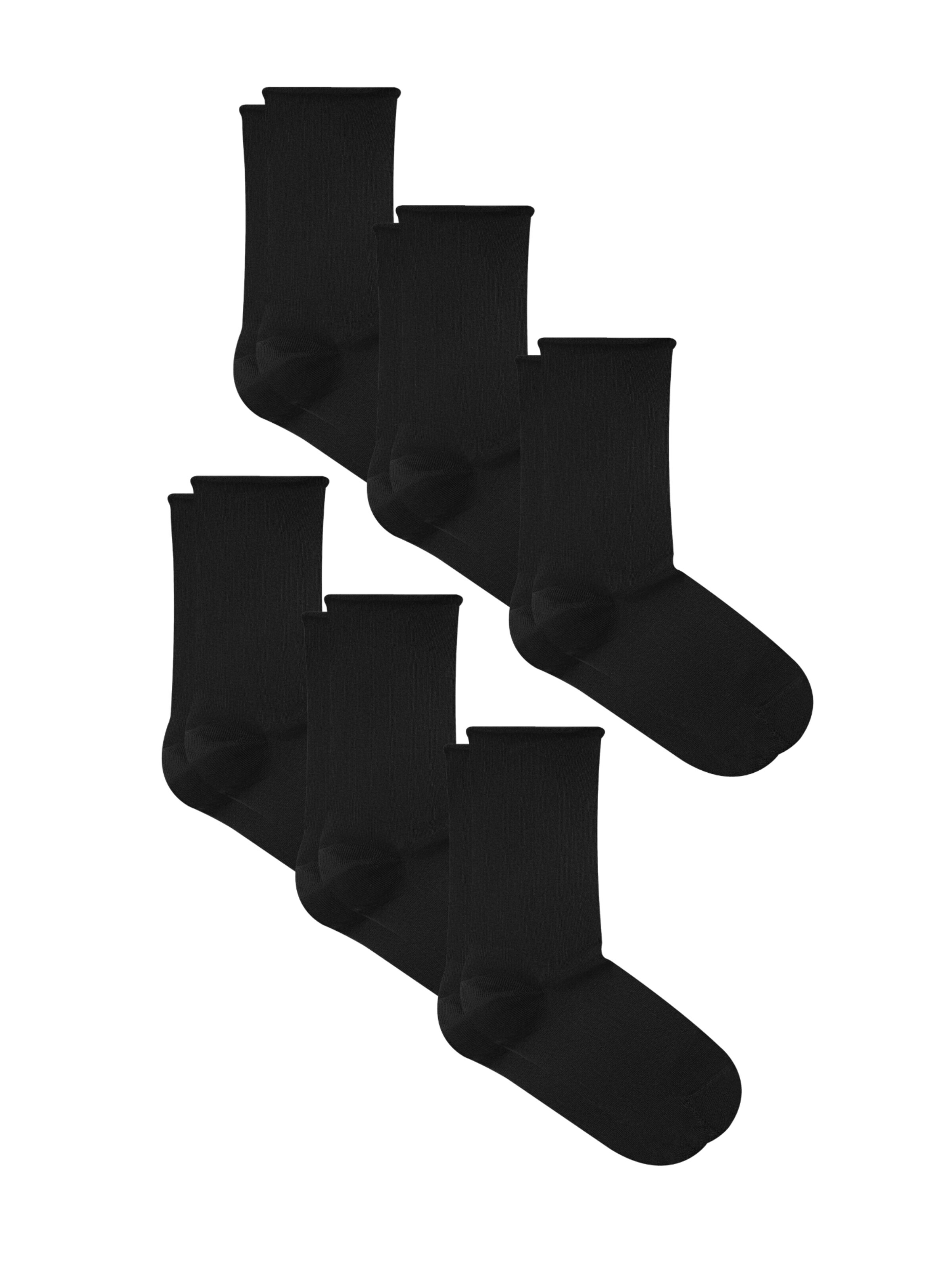 Albero Natur Socks 'Bio-Baumwoll-Socken mit Rollrand Unisex – 6er Pack' in Black: front