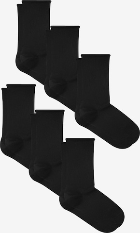 Albero Natur Socks 'Bio-Baumwoll-Socken mit Rollrand Unisex – 6er Pack' in Black: front