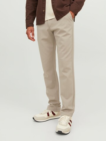 JACK & JONES regular Lærredsbukser i beige: forside