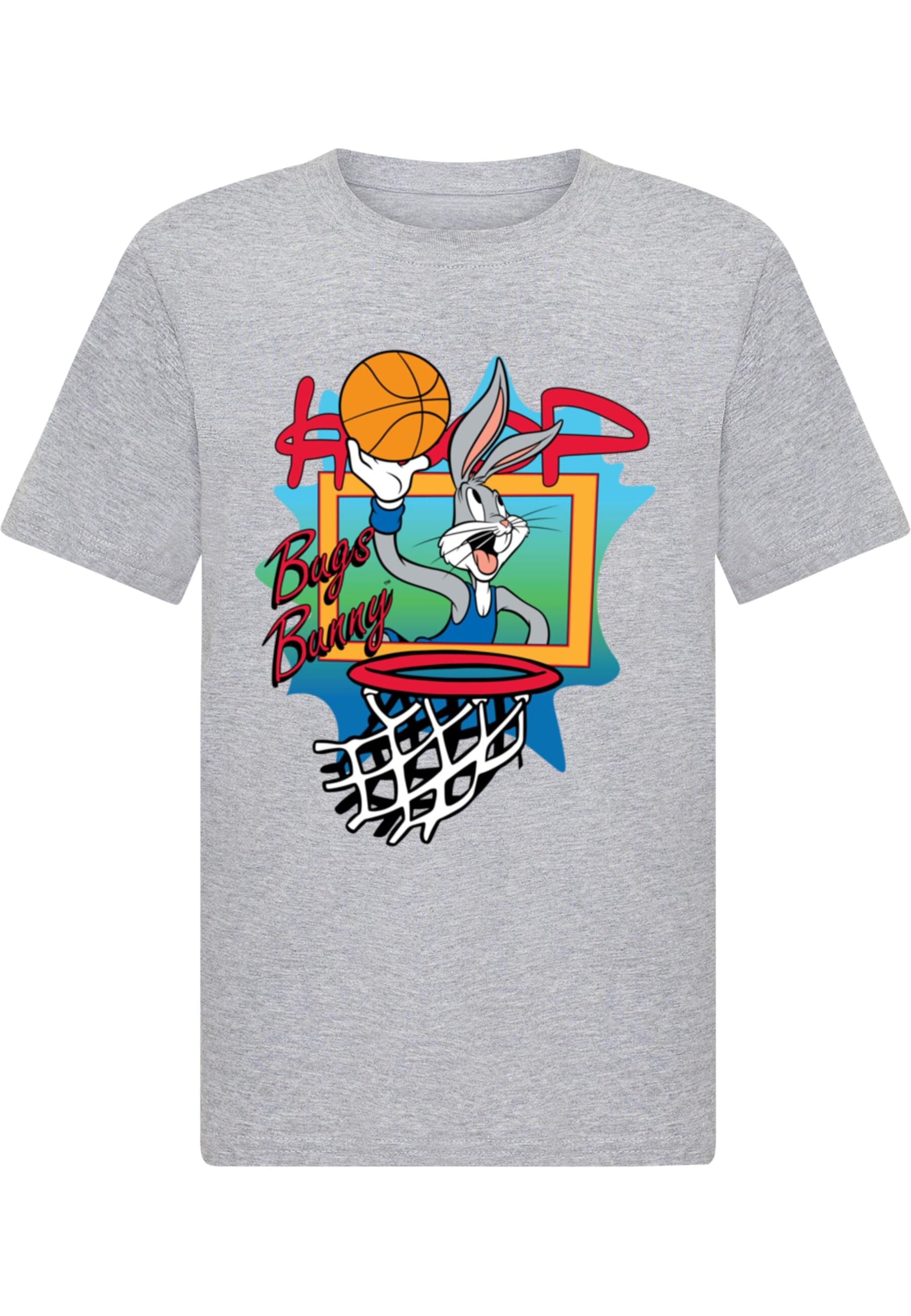 Maglietta 'Looney Tunes - Bugs Hoops' di ABSOLUTE CULT in grigio: frontale