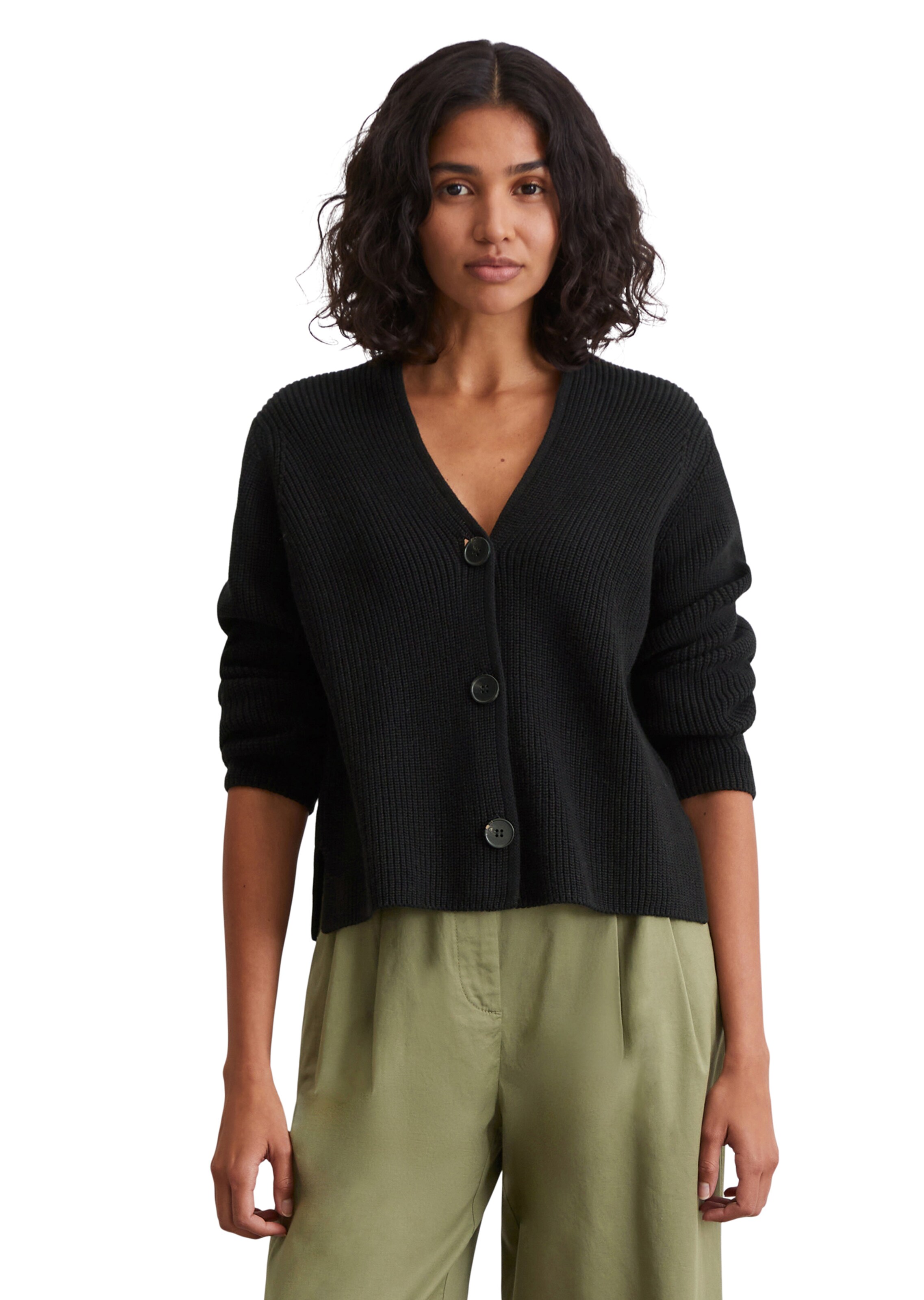 Marc O'Polo Gebreid vest in Zwart: voorkant