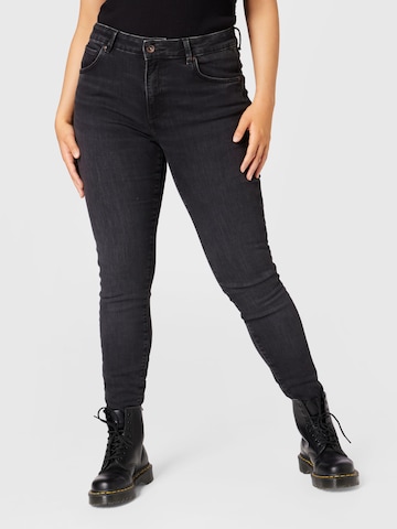 ONLY Carmakoma Skinny Jeans 'Wiser' in Zwart: voorkant