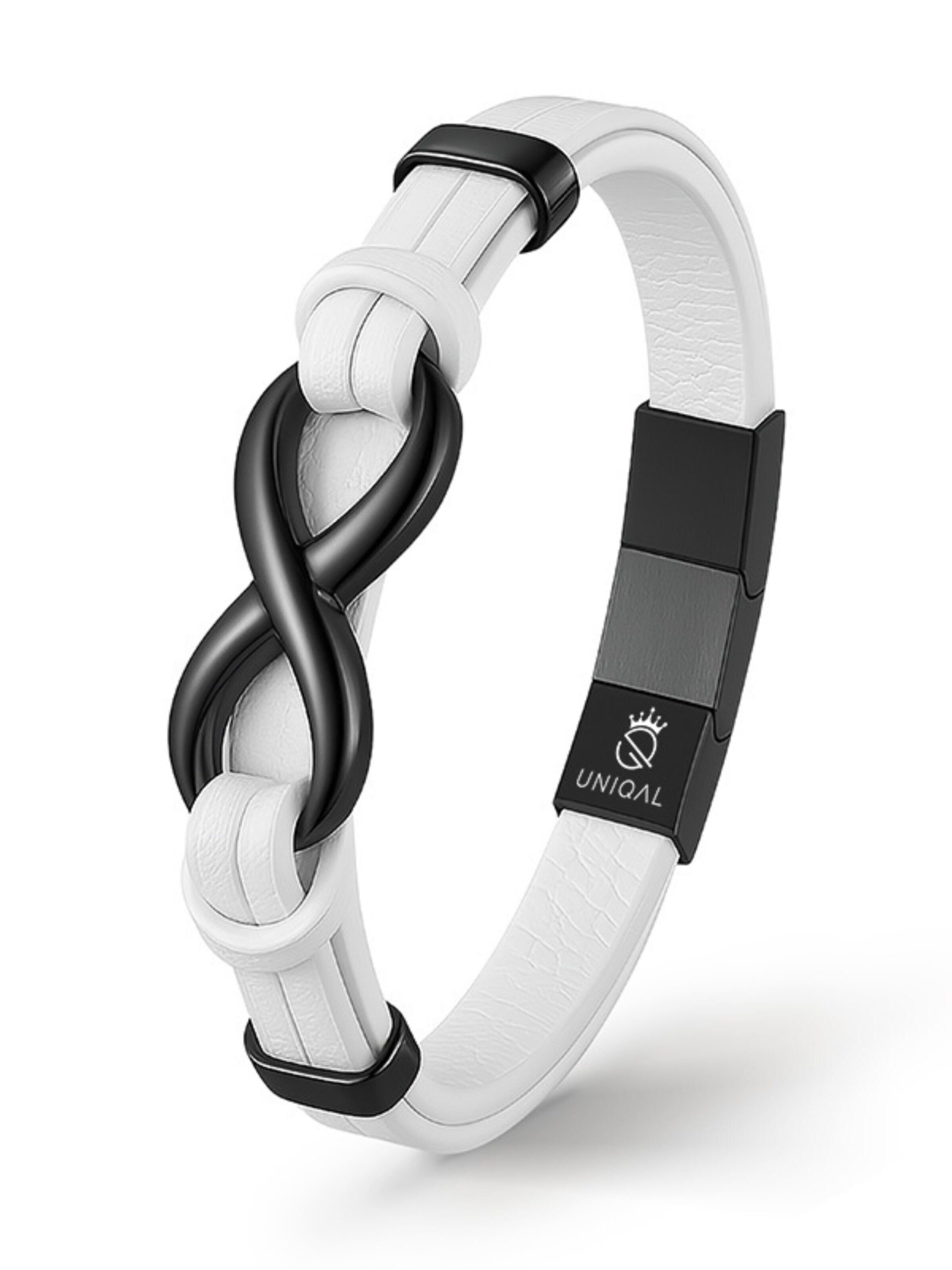UNIQAL Armband 'INFINITY' in Wit: voorkant