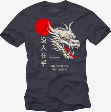 MAKAYA Shirt 'Nobody Cares Drache' in Grey: front