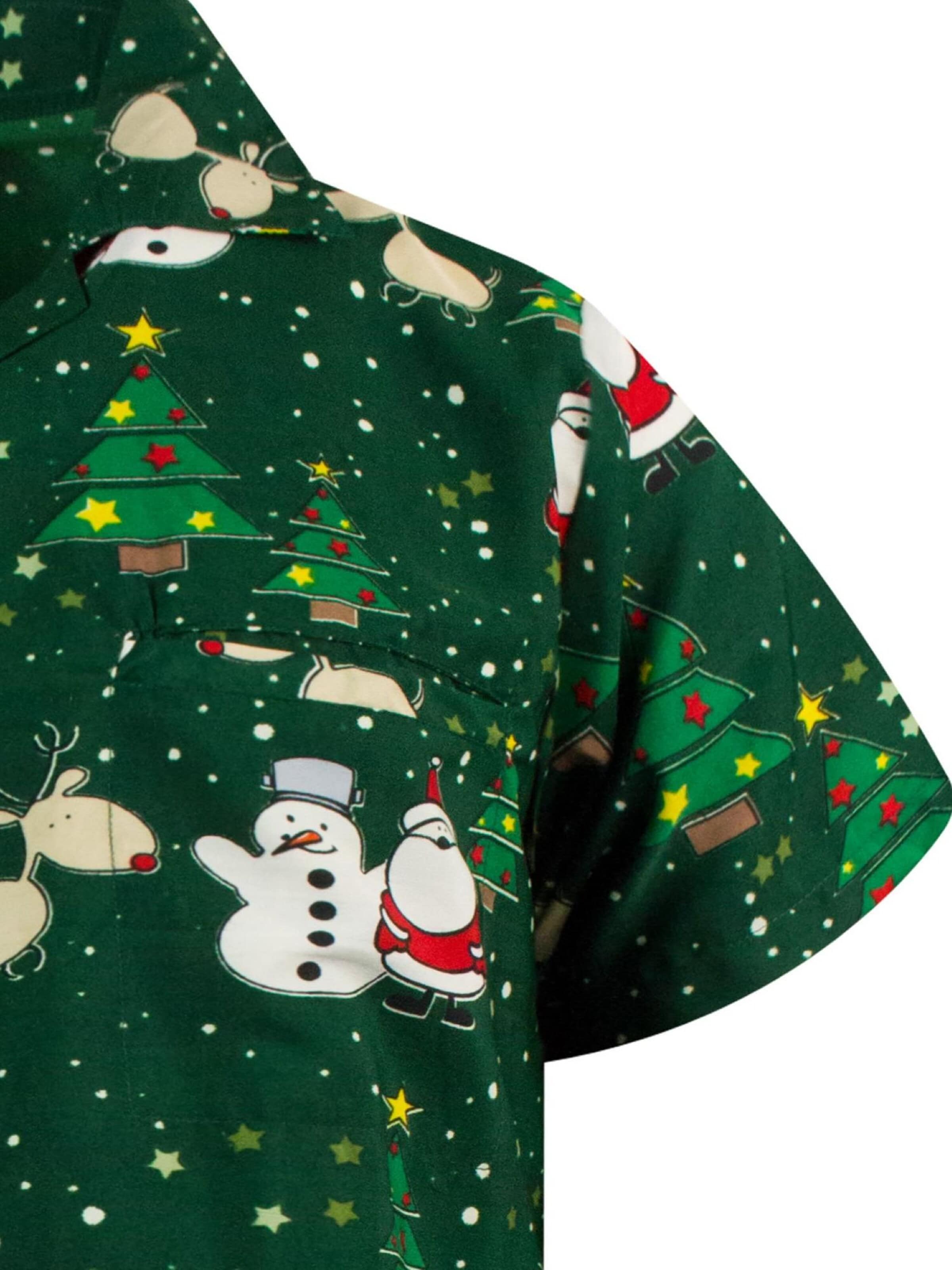 King Kameha Regular fit Overhemd 'Christmas Buddies' in Groen