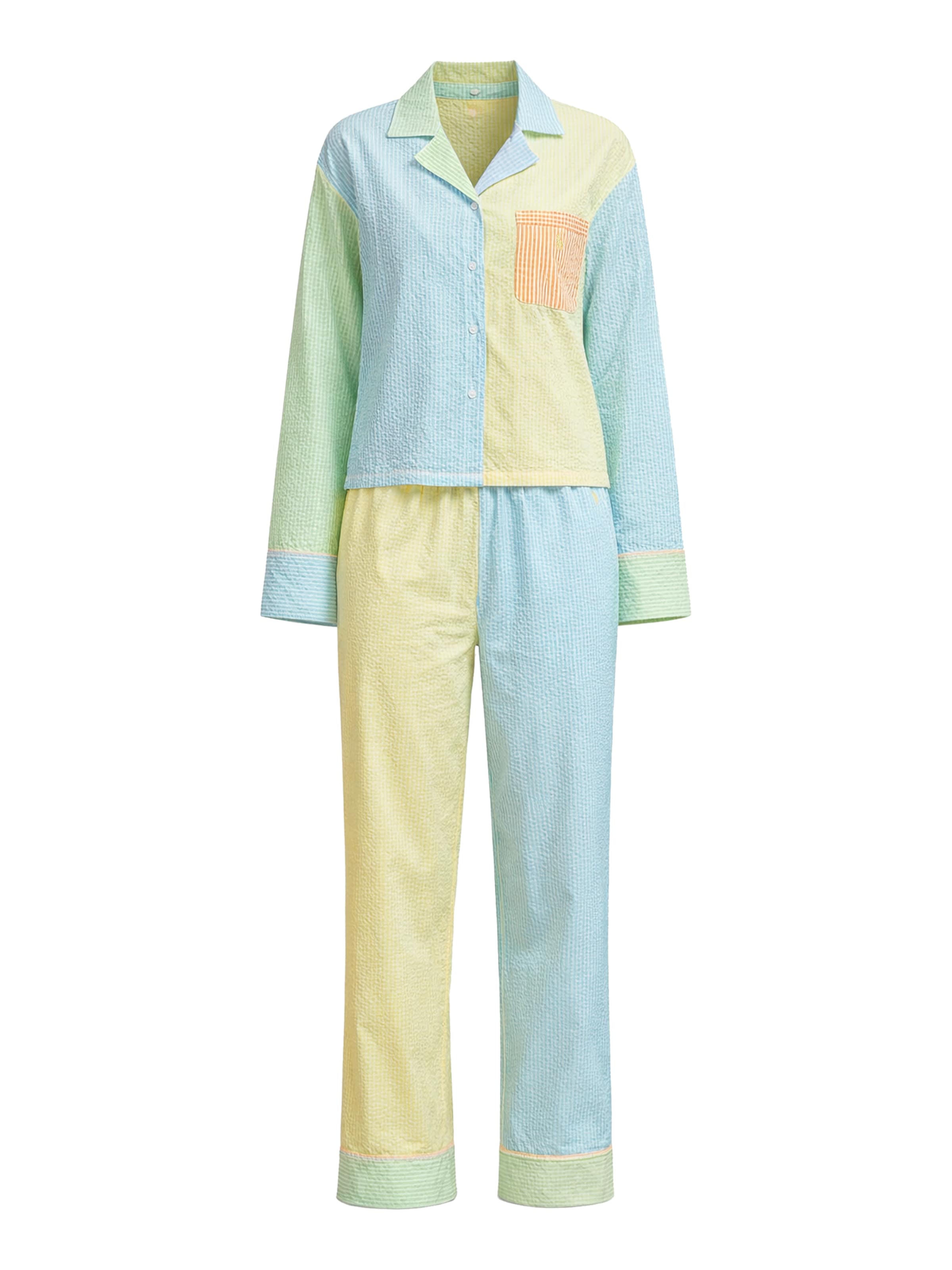 Polo Ralph Lauren Pyjama ' Scallop Seersucker ' in Mischfarben: Vorderseite