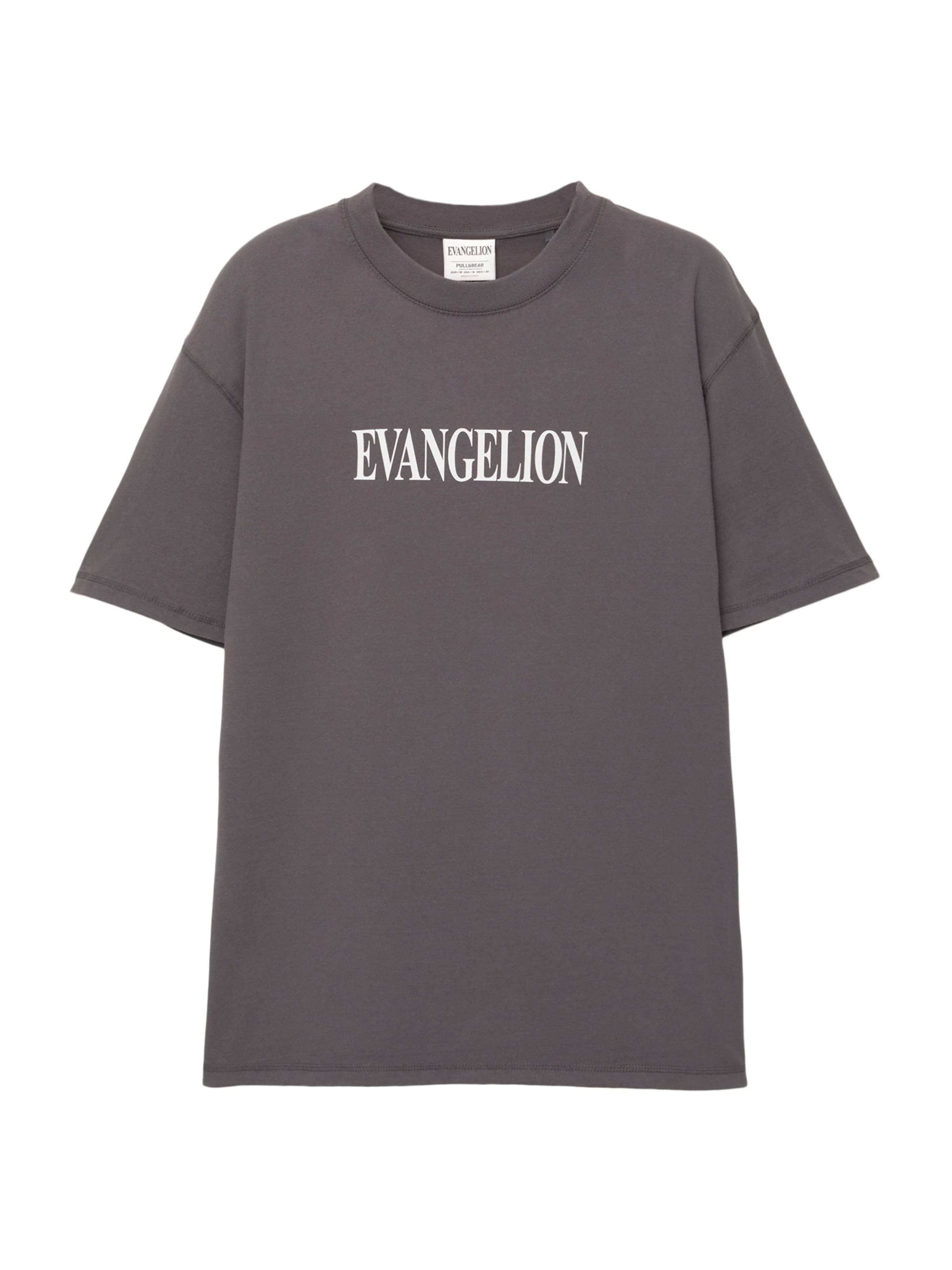Pull&Bear Majica 'EVANGELION' | siva / oranžna / bela barva, Prikaz izdelka