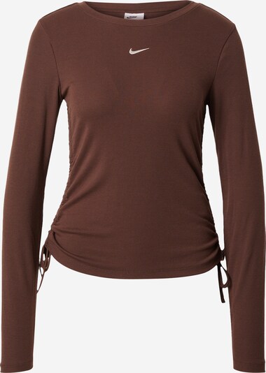 Nike Sportswear T-shirt 'ESSNTL' i mörkbrun / vit, Produktvy