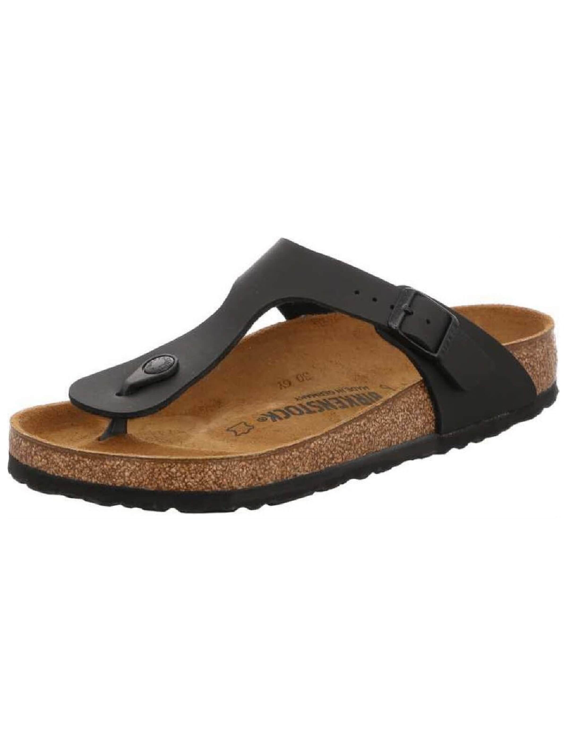 BIRKENSTOCK Pantolette 'Zehentrenner Herren 0043691 Gizeh weit Kunststoff (Synthetik) in schwarz'‌‌‌‌‌ in Schwarz: Vorderseite