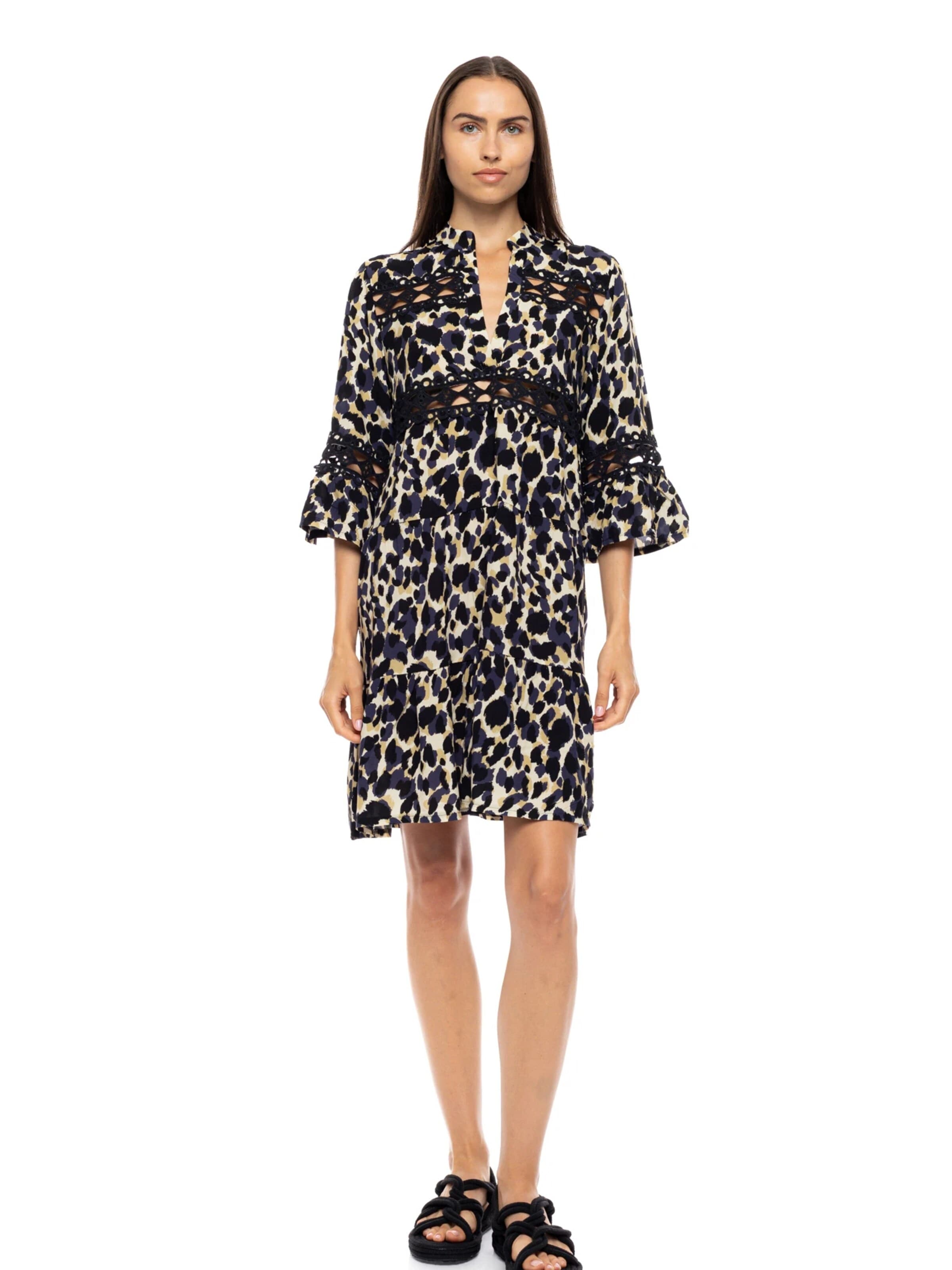 Pink Label Sommerkjole 'BEACHWEAR YELLOW LEOPARD' i blandingsfarvet: forside