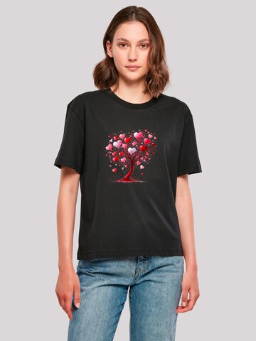 T-shirt 'Herz Baum Aquarell Druck' F4NT4STIC en noir : devant