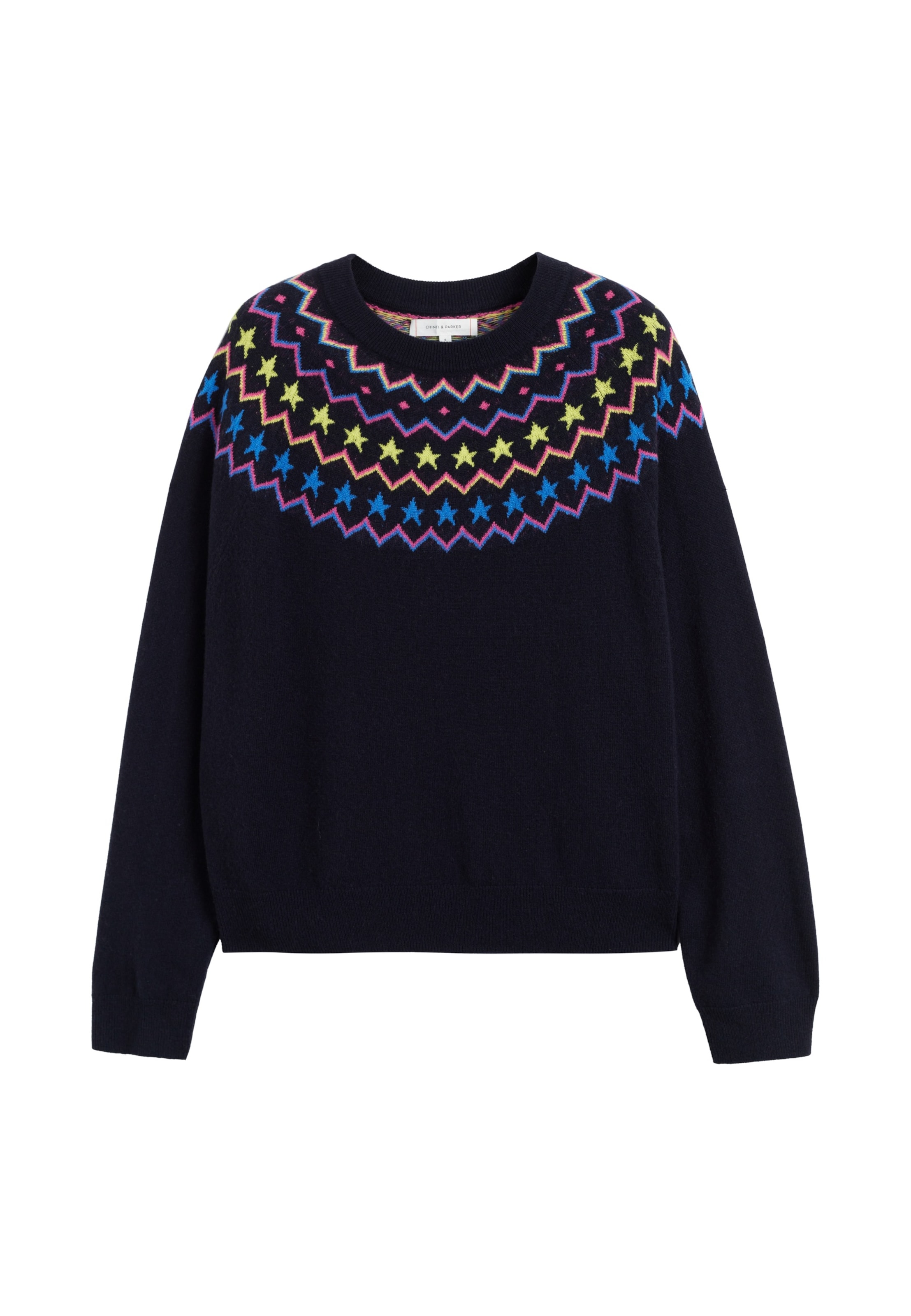 Chinti & Parker Trui 'Star Yoke' in Blauw: voorkant