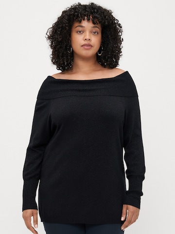 Pull-over 'BIRD' Persona by Marina Rinaldi en noir : devant